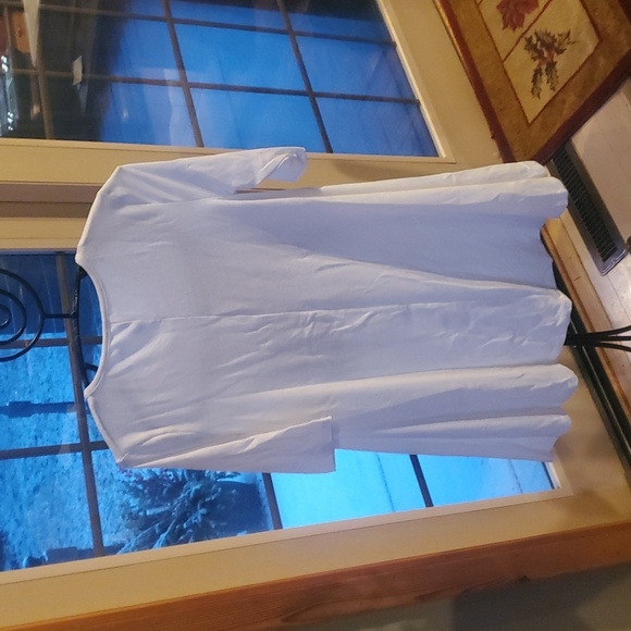 Lost Petal Linens White Short Sleeve Colorful Linen Flower Sz S Tunic Mini Dress - Picture 10 of 10